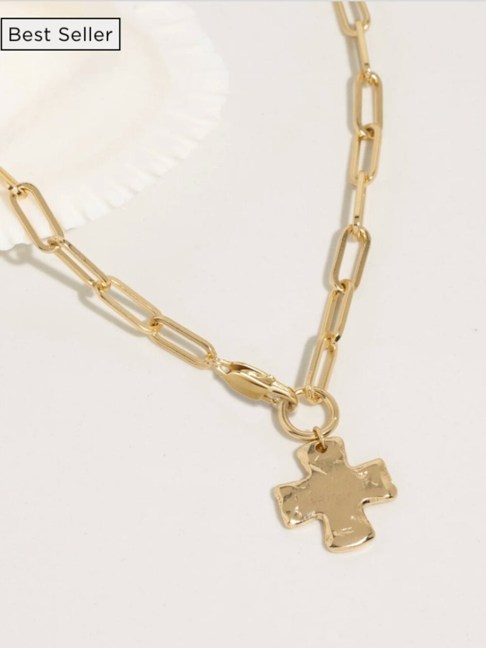 10K Gold/Brass James Michelle chunky Gold cross chain necklace